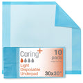 Caring Disposable Underpads 30 x 30 in, Light Absorbency Bed Pads, Chucks Pads, Puppy Pads, Baby Changing Pads, Incontinence Underpads for Adults, Pets, Babies, 50 Count Pack