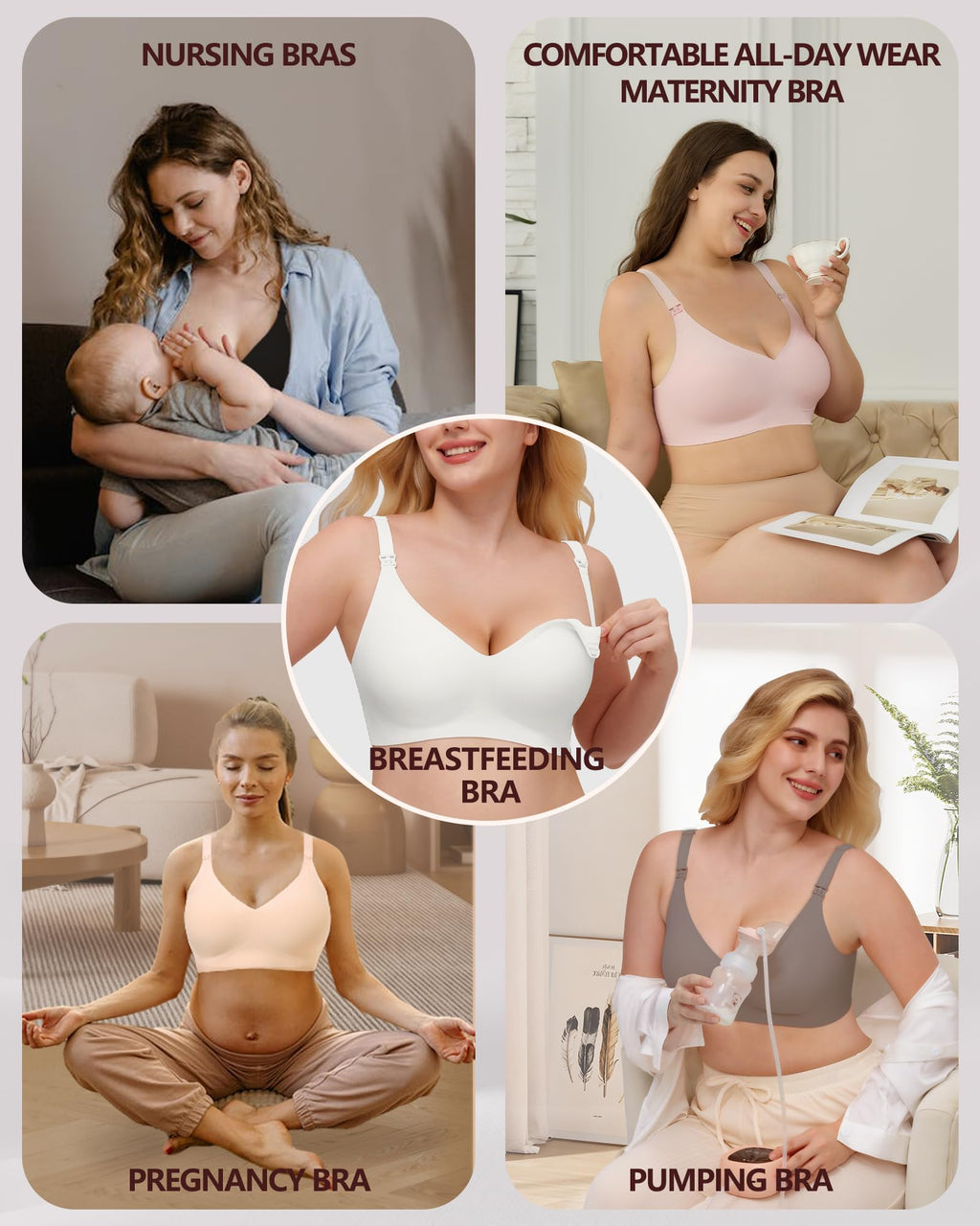 As Fairy Wireless Nursing Bra Jelly Support Maternity Bra White 3XL