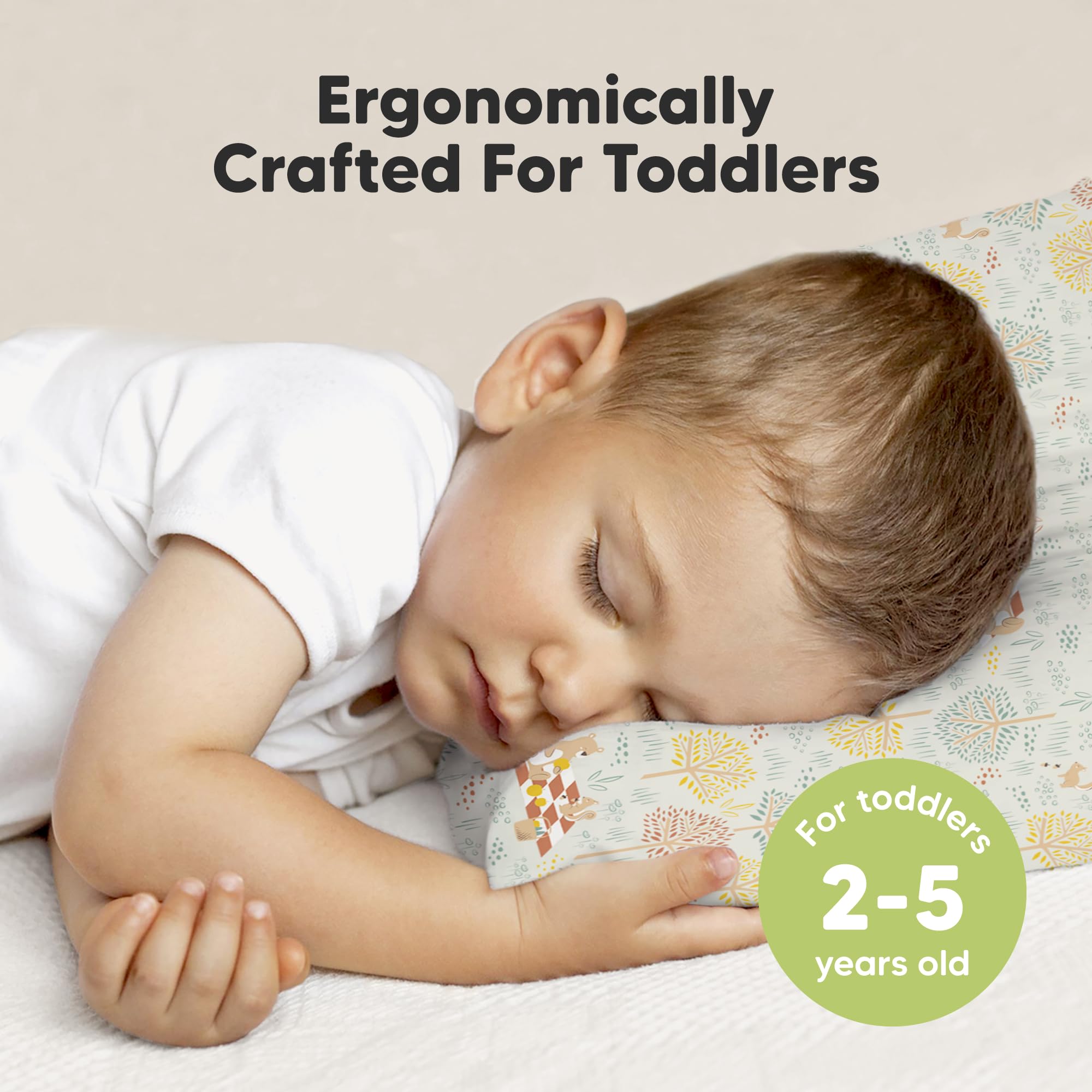 KeaBabies Organic Toddler Pillow with Pillowcase, Jumbo 14X20 (Wild Picnic)