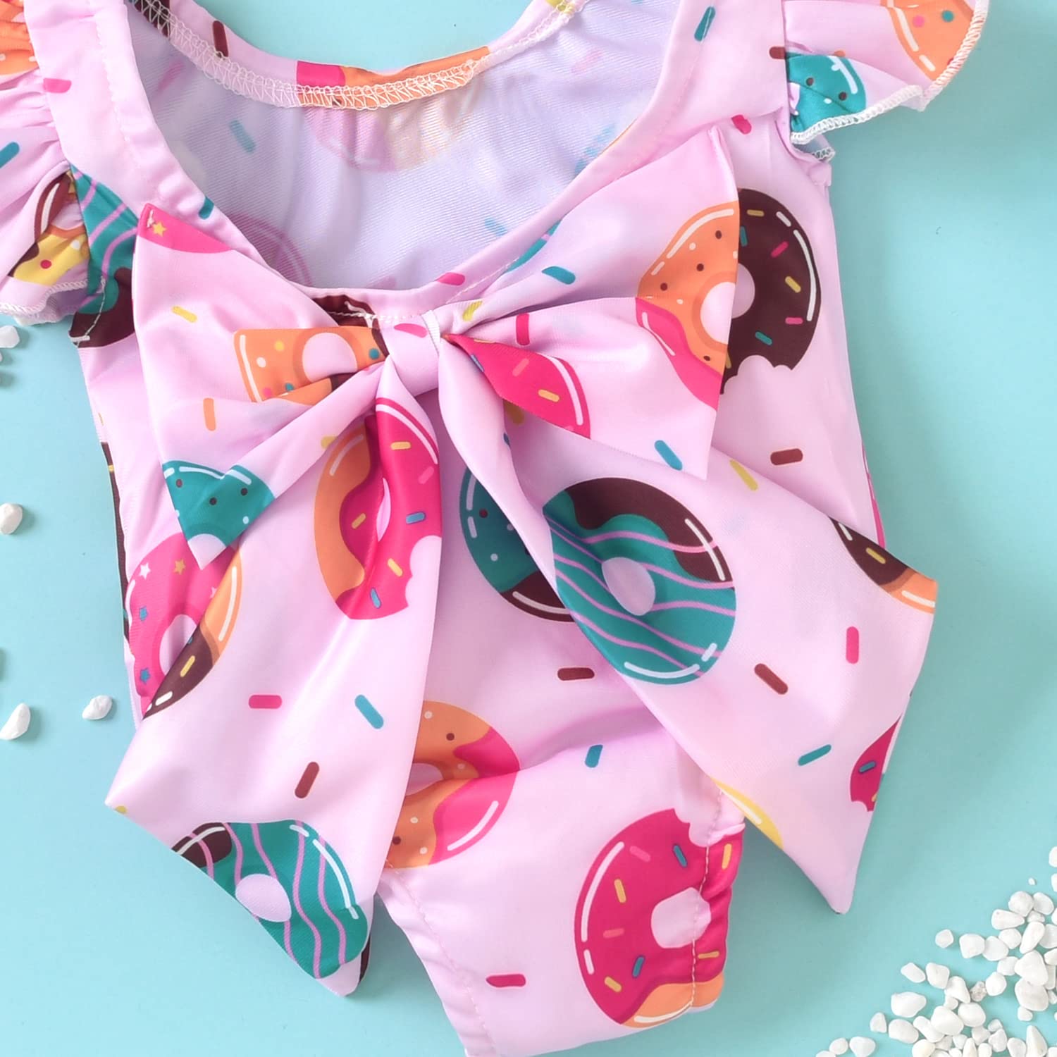 0-6 Months Infant Swimsuit Girl Baby Donut Swimsuit One Piece Ruffles Swimwear Bathing Set 3 Months Pink