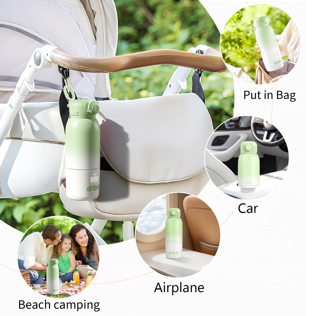 Portable Bottle Warmer for Travel,12oz Cordless Milk Warmer for Baby
