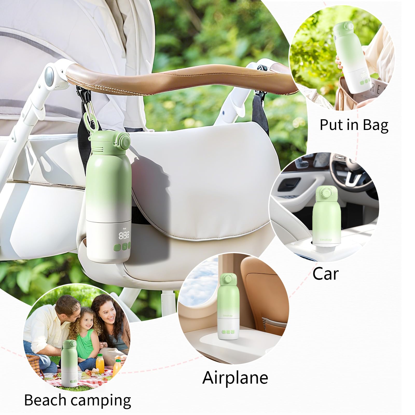 Portable Bottle Warmer for Travel,12oz Cordless Milk Warmer for Baby