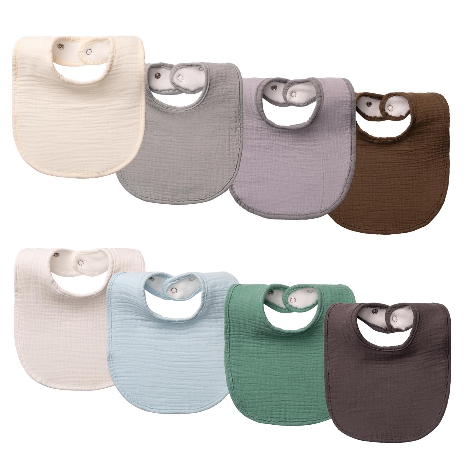 COOROBIN Muslin Baby Bibs for Baby Girl & Boy 100% Cotton 8-Pack Baby Drool Bibs - Quick-Dry Absorbent Bandana Bibs, Adjustable Snaps for Newborn to 24M