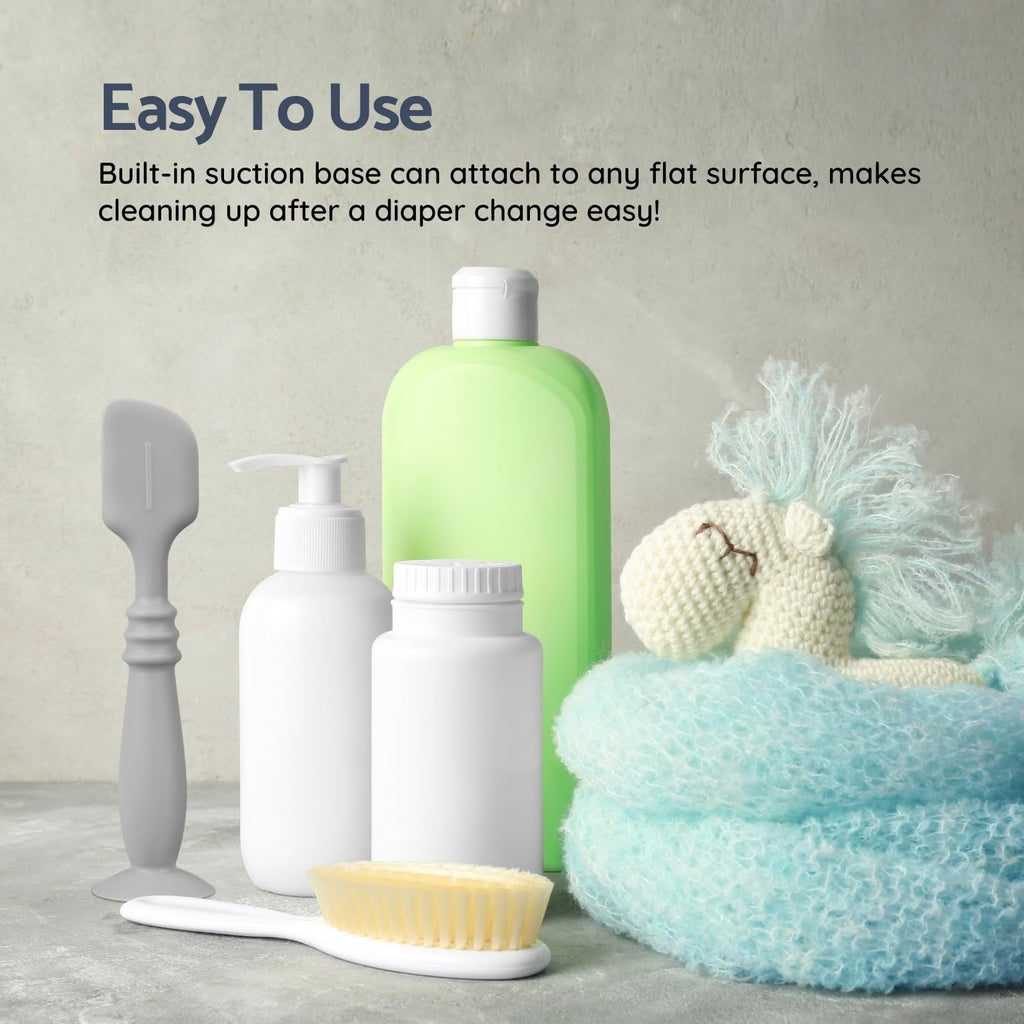 3 Packs Silicone Diaper Cream Applicator with Suction Base, Diaper Cream Spatula Applicator for Babies, Soft Silicone Diaper Cream Brush (Sage/Ether/Natural)