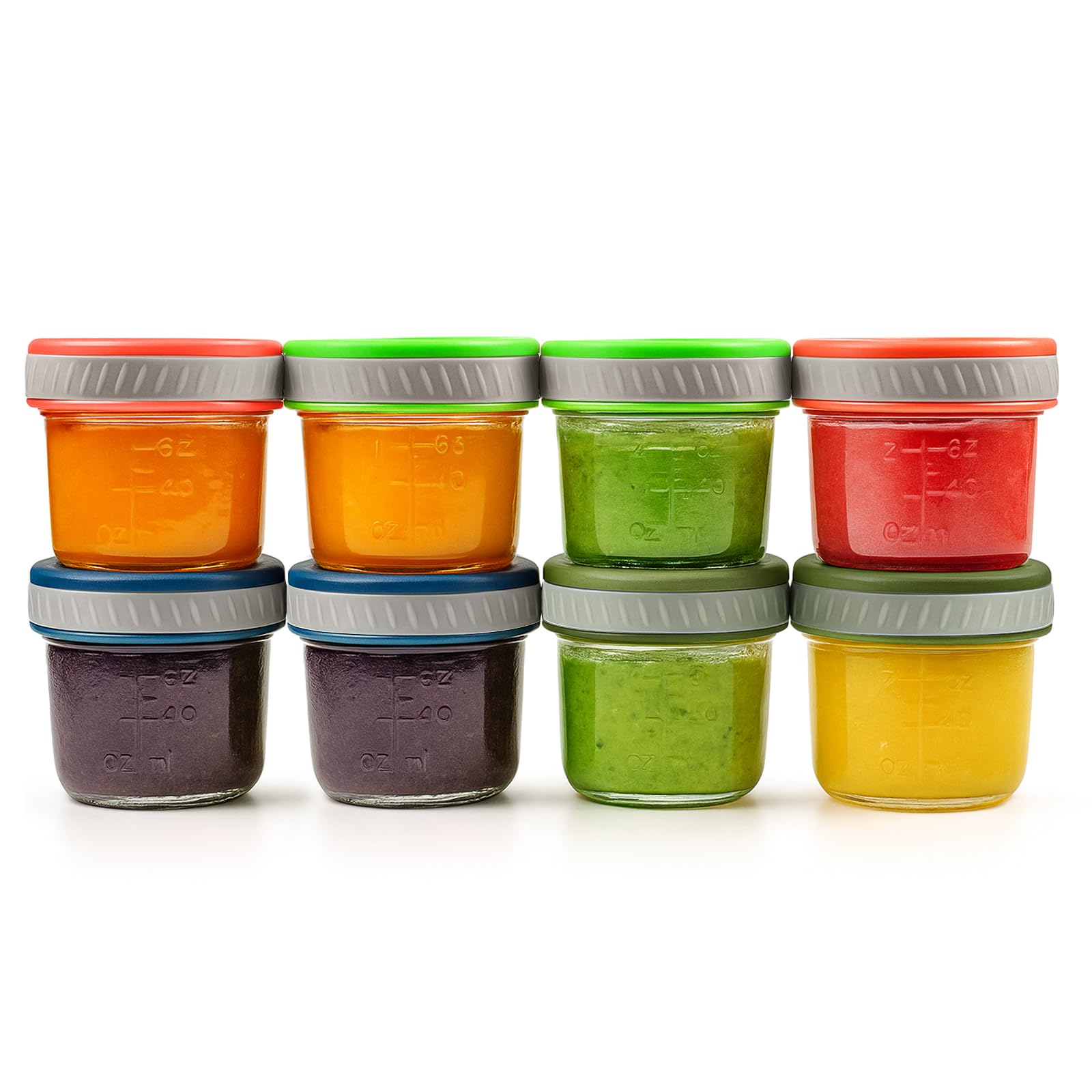 Tronco Glass Food Storage Jars with Lids (4 oz, 8-Pack) – Baby Food, Breast Milk, Snacks, Puree, Reusable Small Containers for Meal Prep & Spice Storage, Freezer, Microwave, Dishwasher Safe