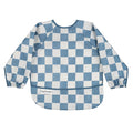Tiny Twinkle Long Sleeve Bib for Babies & Toddlers – Waterproof Smock Bib for Eating – Machine Washable & Mess-Proof, Baby Feeding Essential & Shower Must-Have(Checkers Blue, 6–24M)
