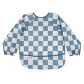 Tiny Twinkle Long Sleeve Bib for Babies & Toddlers | Waterproof Smock Bib for Eating | Machine Washable & Mess-Proof Feeding Essentials | Newborn Shower Gift (Checkers Blue, 6–24M)