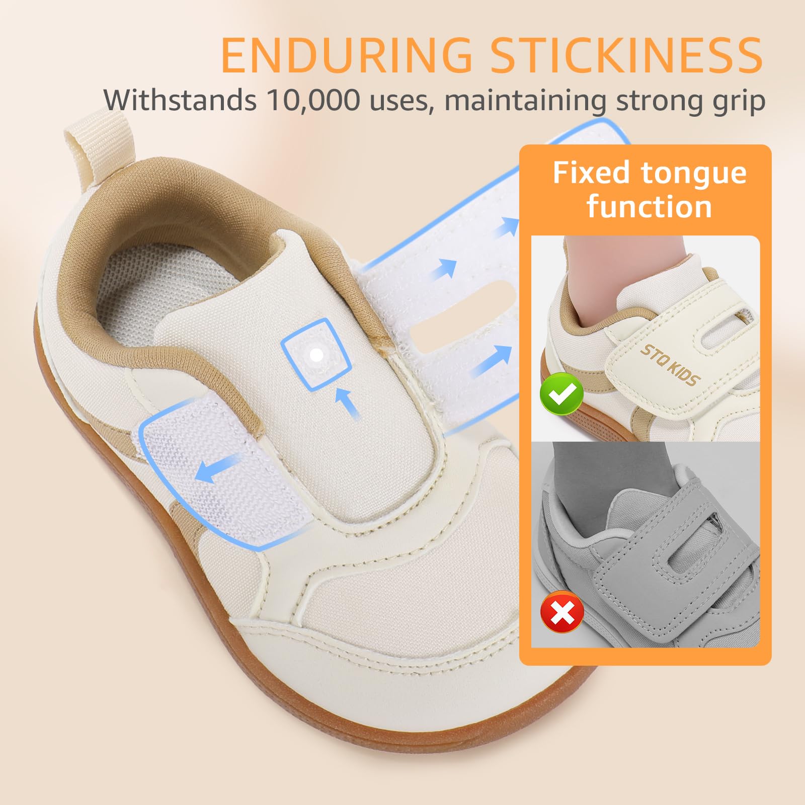 Toddler Girls Shoes Wide Toe Box Barefoot Sneakers Beige Brown Size T6