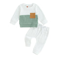 Fufuriprefer Toddler Baby Boy Fall Clothes Waffle outfit Long Sleeve Top Jogger Pant Set (White, 0-6 Months)