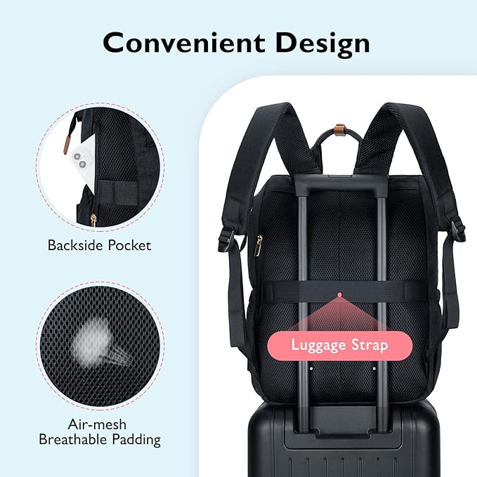 mommore Breast Pump Bag Backpack for Spectra S1,S2 Medela with Cloor Storage Bag Large Diaper Bag Backpack for Working Moms with 15.6 inch Laptop Sleeve, Black
