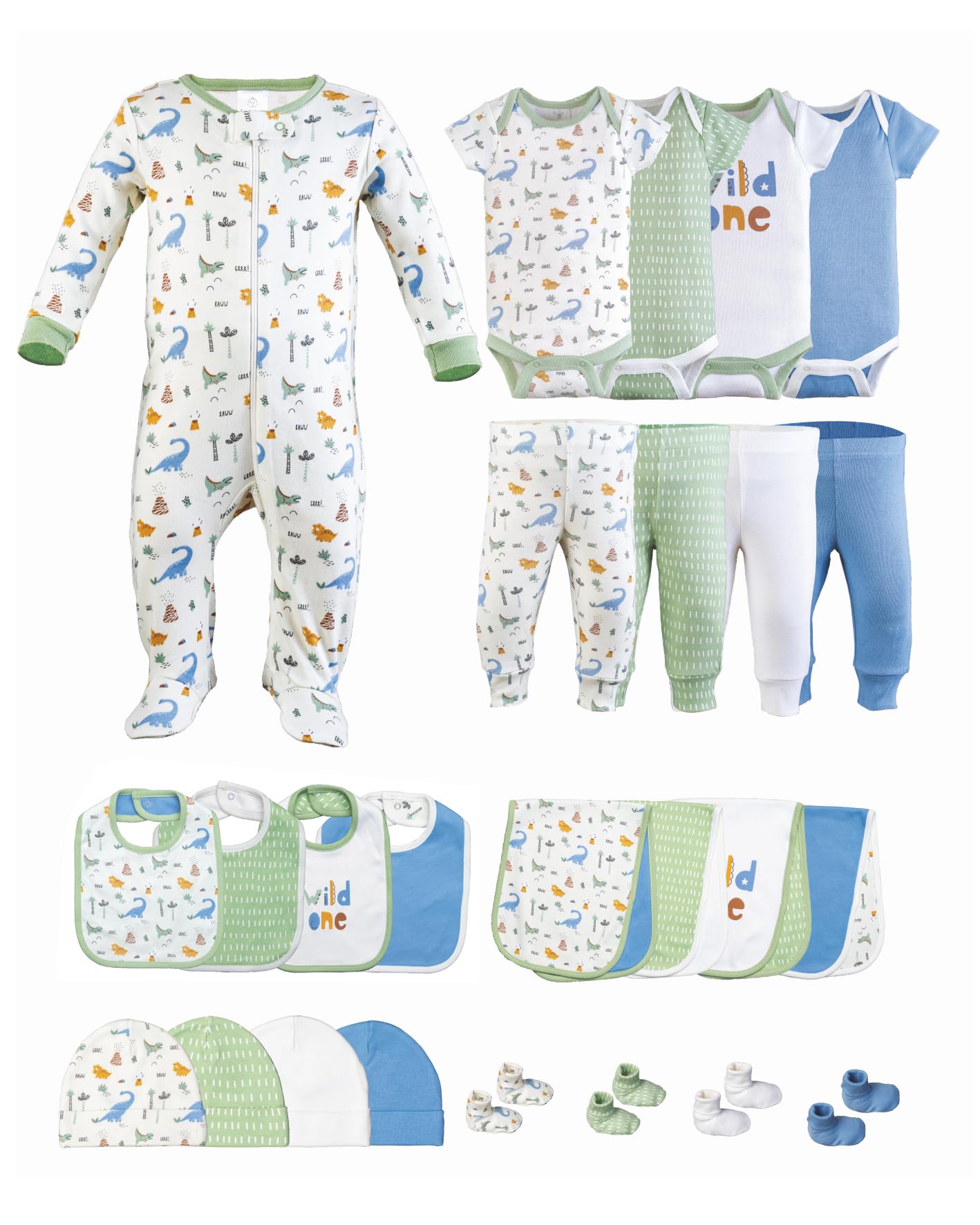 Little Peaches Unisex Newborn Clothes - 25 Piece Gender Neutral Newborn Clothes & Accessories Set - Rawr-some