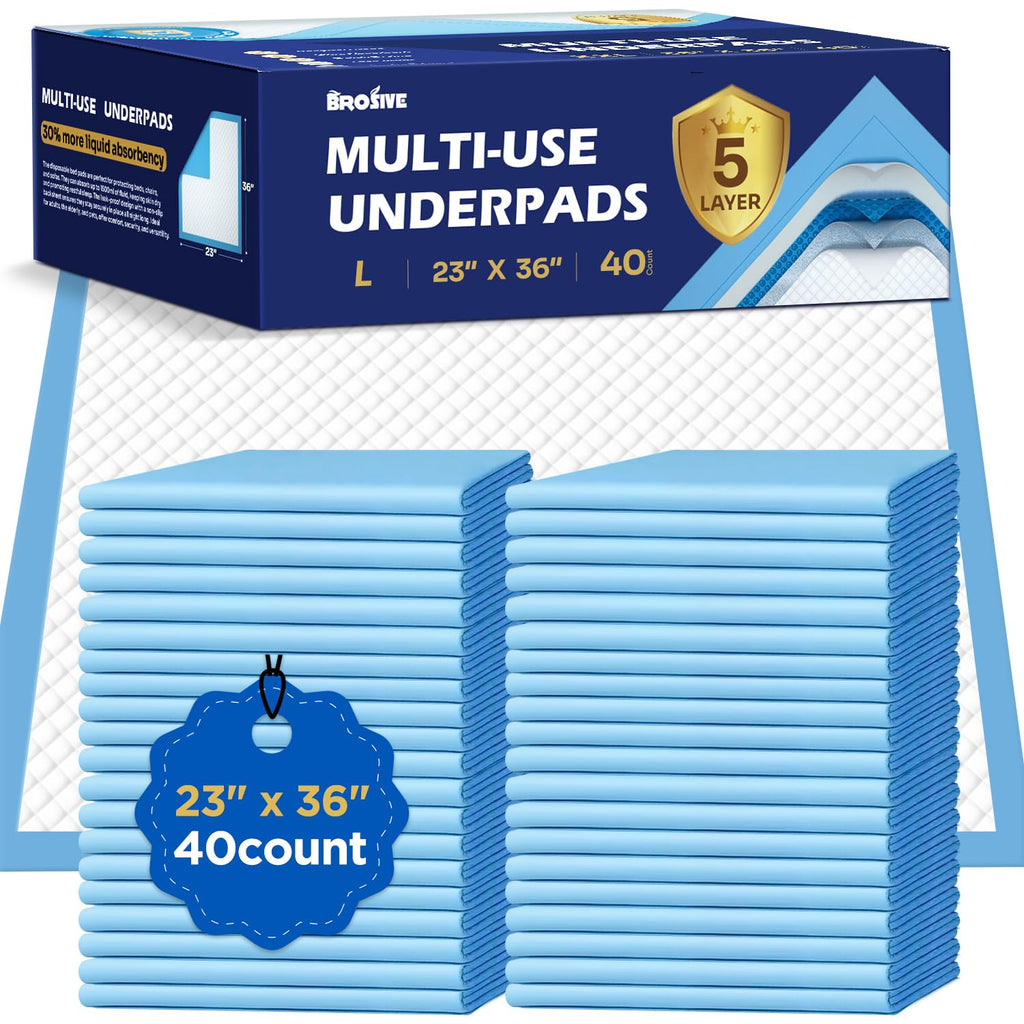 Disposable Bed Pads for Incontinence 23" x 36" - 10 Count, Leak-Proof Chucks Pads for Adults, Kids and Pets, Absorbent Disposable Underpads, Incontinence Bed Pads Disposable for Beds