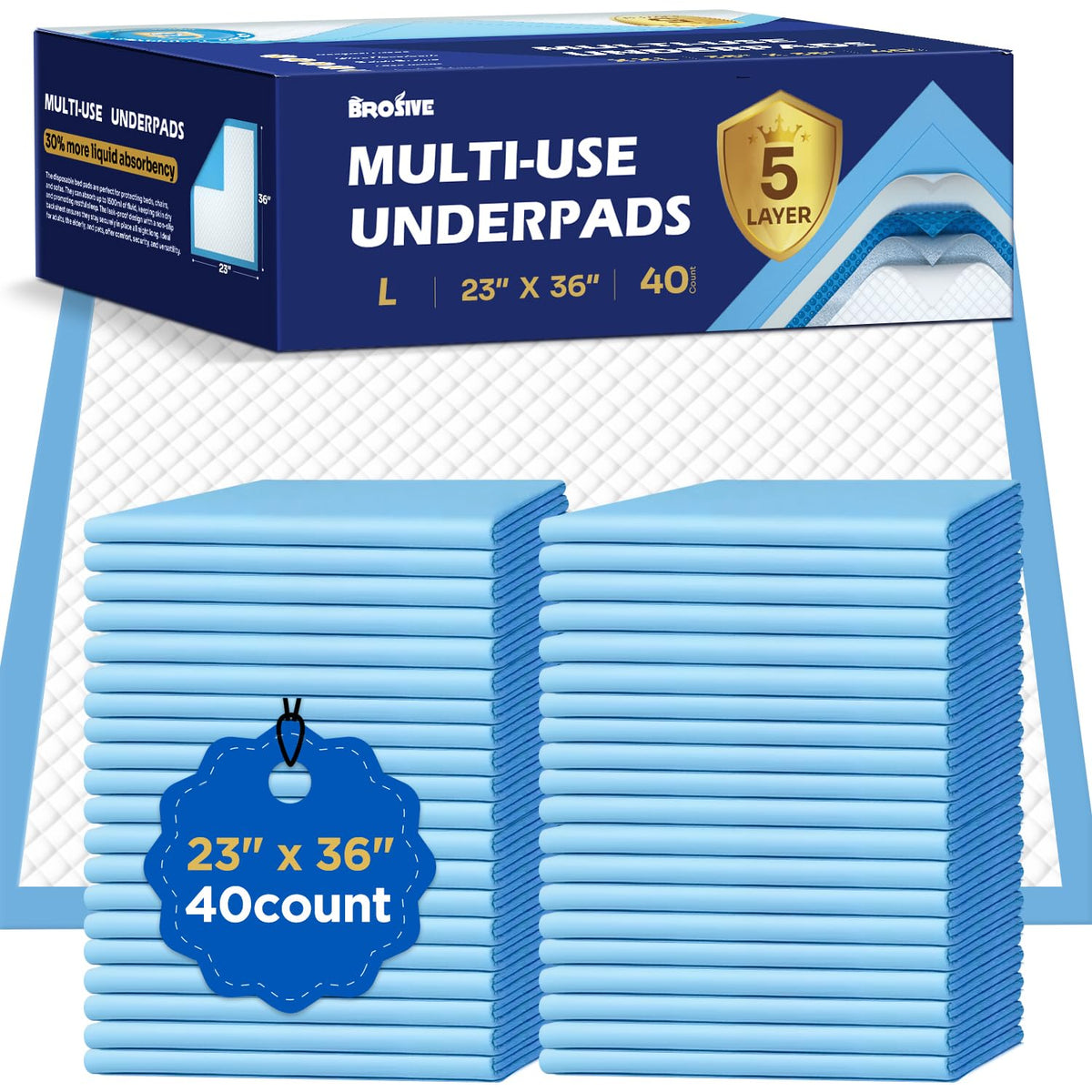 Disposable Bed Pads for Incontinence 23" x 36" - 10 Count, Leak-Proof Chucks Pads for Adults, Kids and Pets, Absorbent Disposable Underpads, Incontinence Bed Pads Disposable for Beds