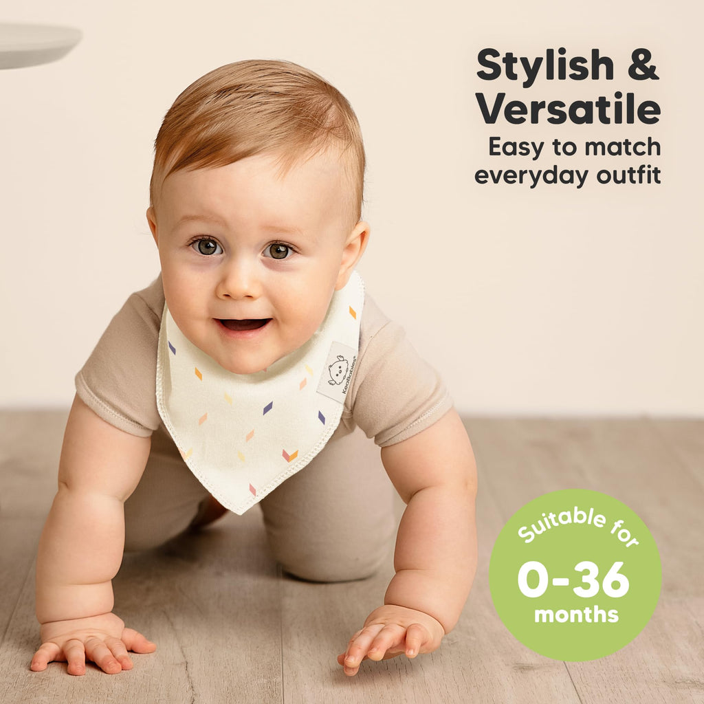 KeaBabies 8pk Organic Baby Bandana Bibs for Drooling and Teething (Prism)