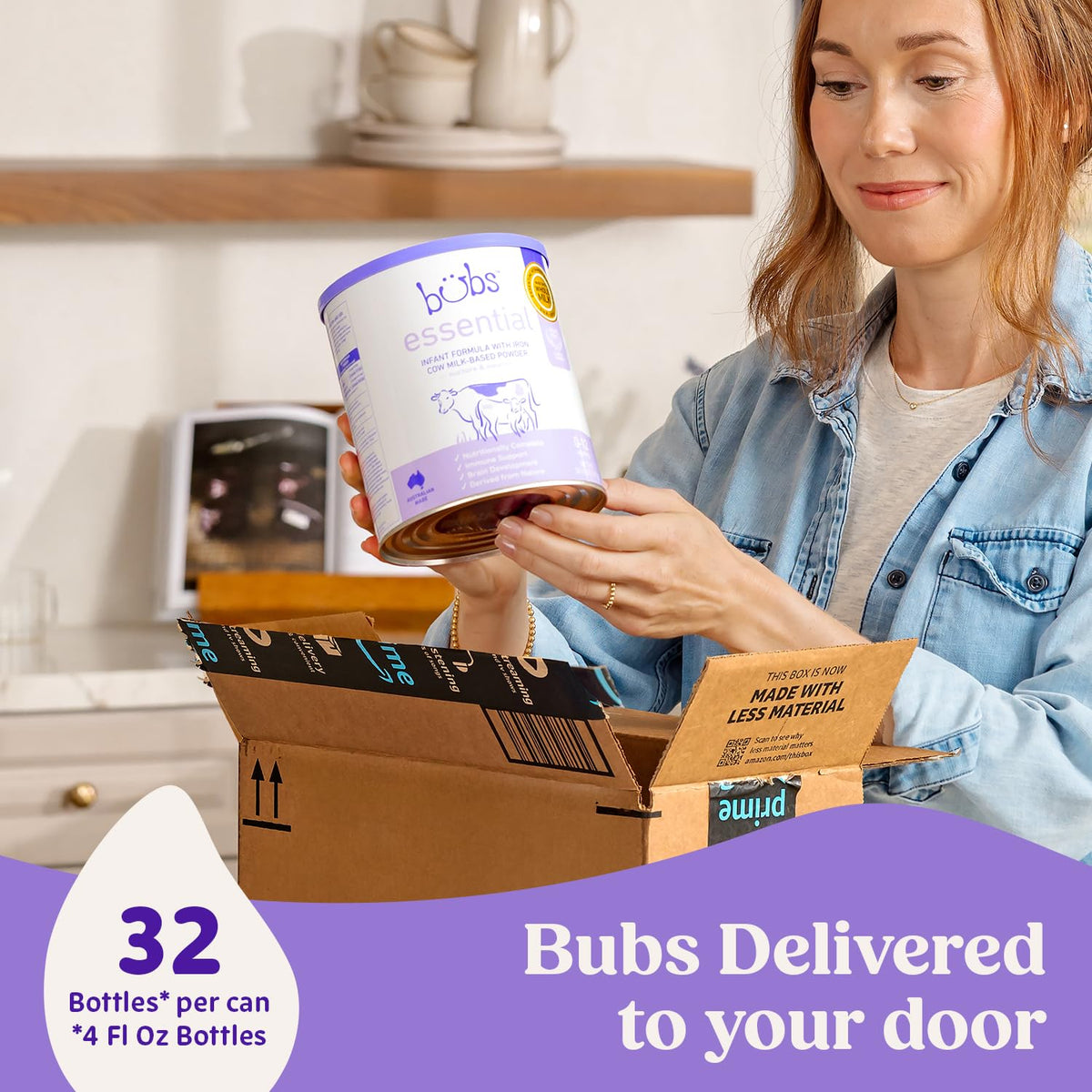 Bubs Essential Infant Formula, with Iron, Cow Milk-Based Powder, for Infants 0-12 Months, Made with Non-GMO Milk, 20 oz