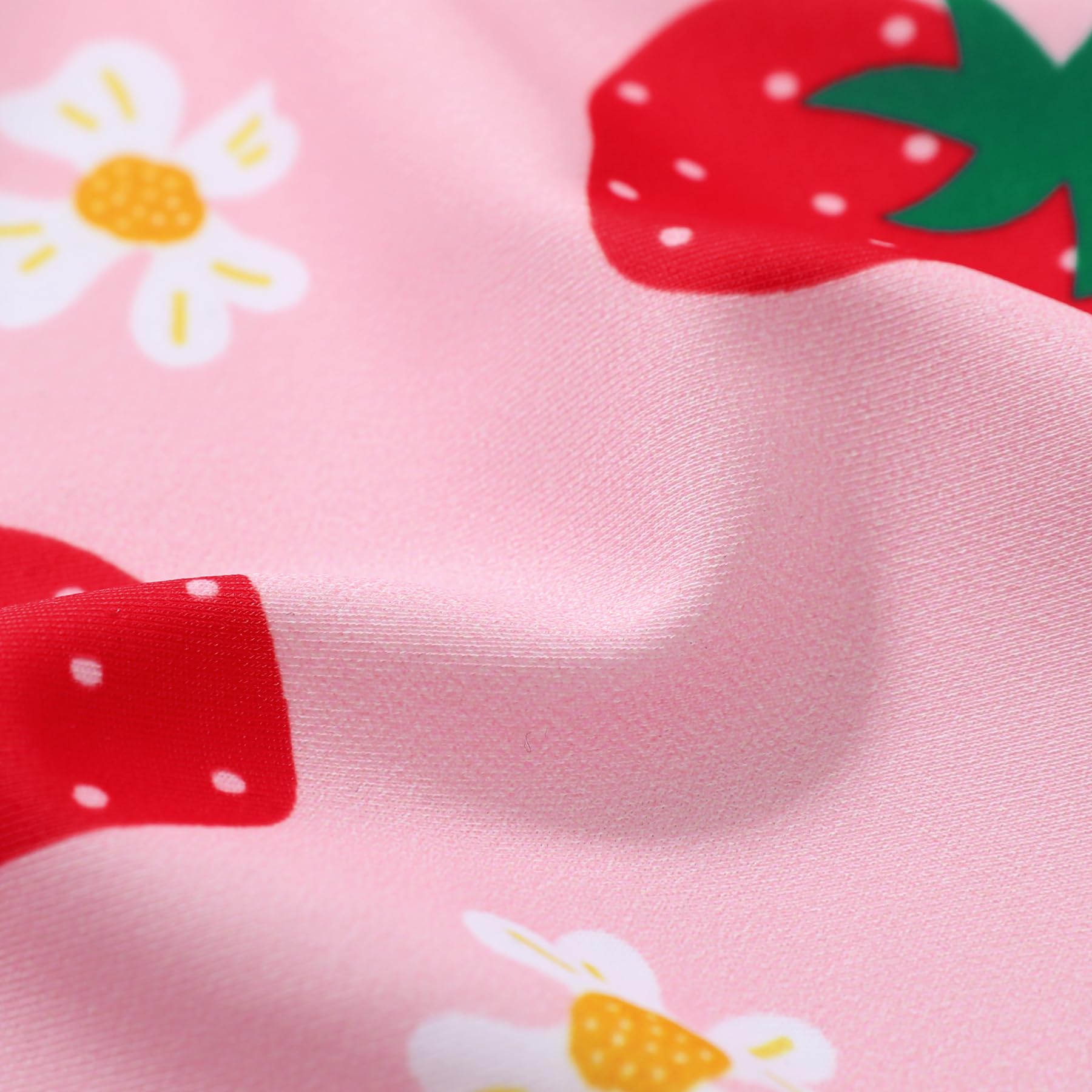 Happy Town One-Piece Infant Toddler Baby Girl Summer Swimsuit Watermelon Leopard Ruffle Swimwear Bikini Bathing Suit (Strawberry, 3-4 Years)
