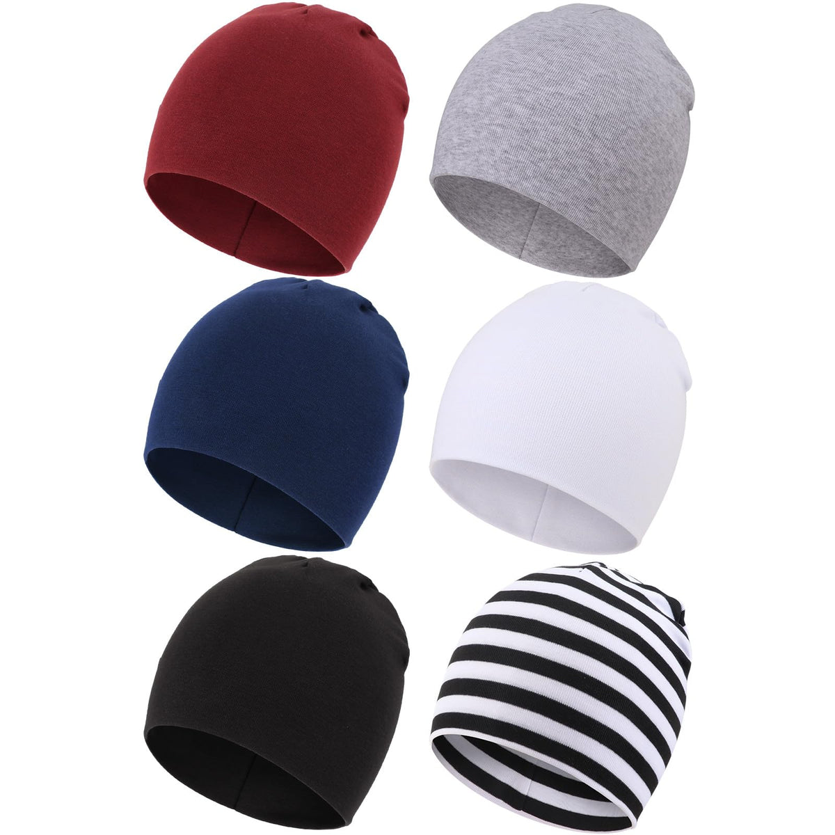 DRESHOW BQUBO 6 Pack Baby Hats for Boys Girls Unisex Baby Beanie Hat Soft Cute Knit Cap Nursery Beanie for Newborn Infant Toddler Kid