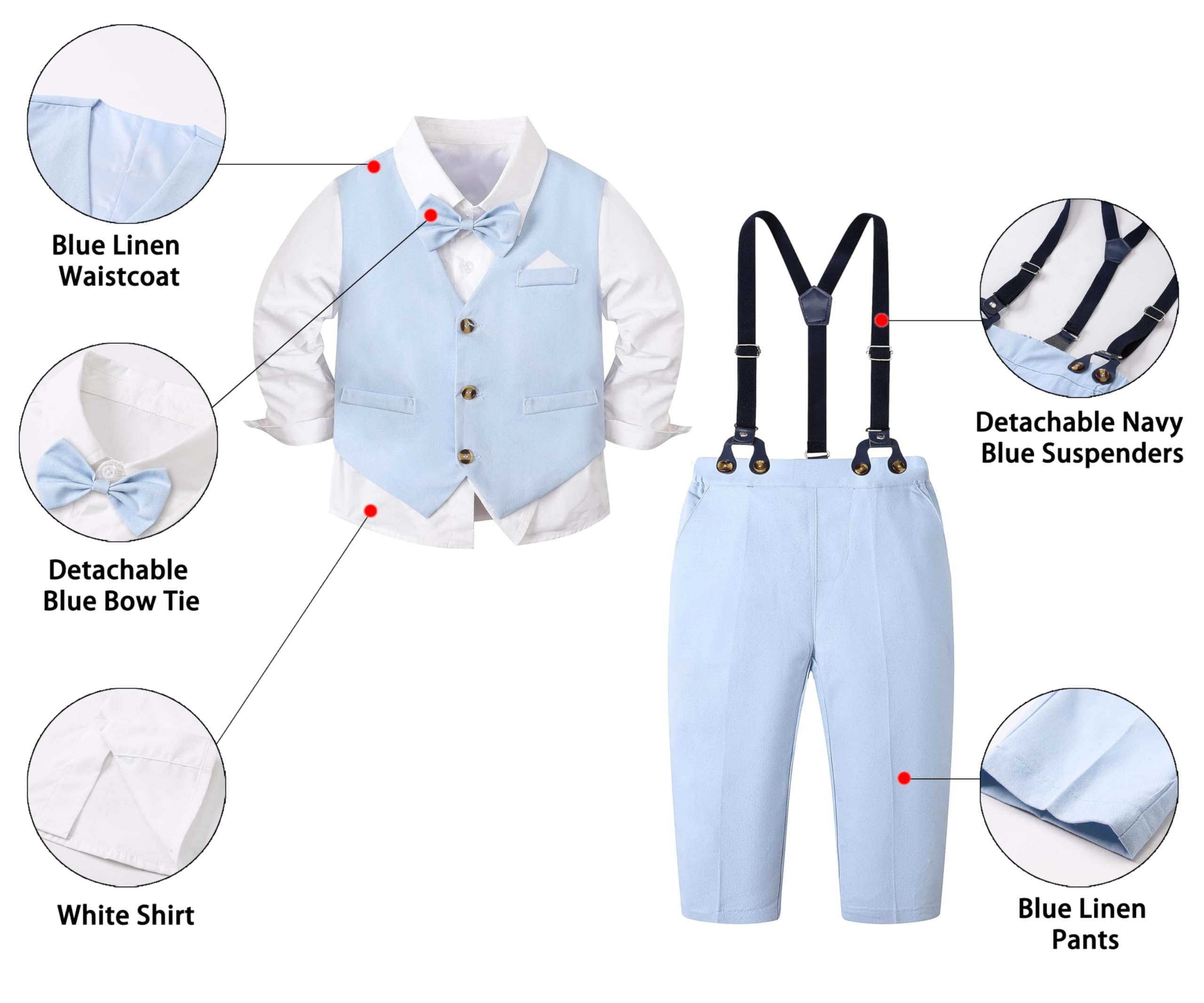 SANGTREE Boys Cotton Linen Formal Suit Linen Blue 6-7 Years=Tag 150