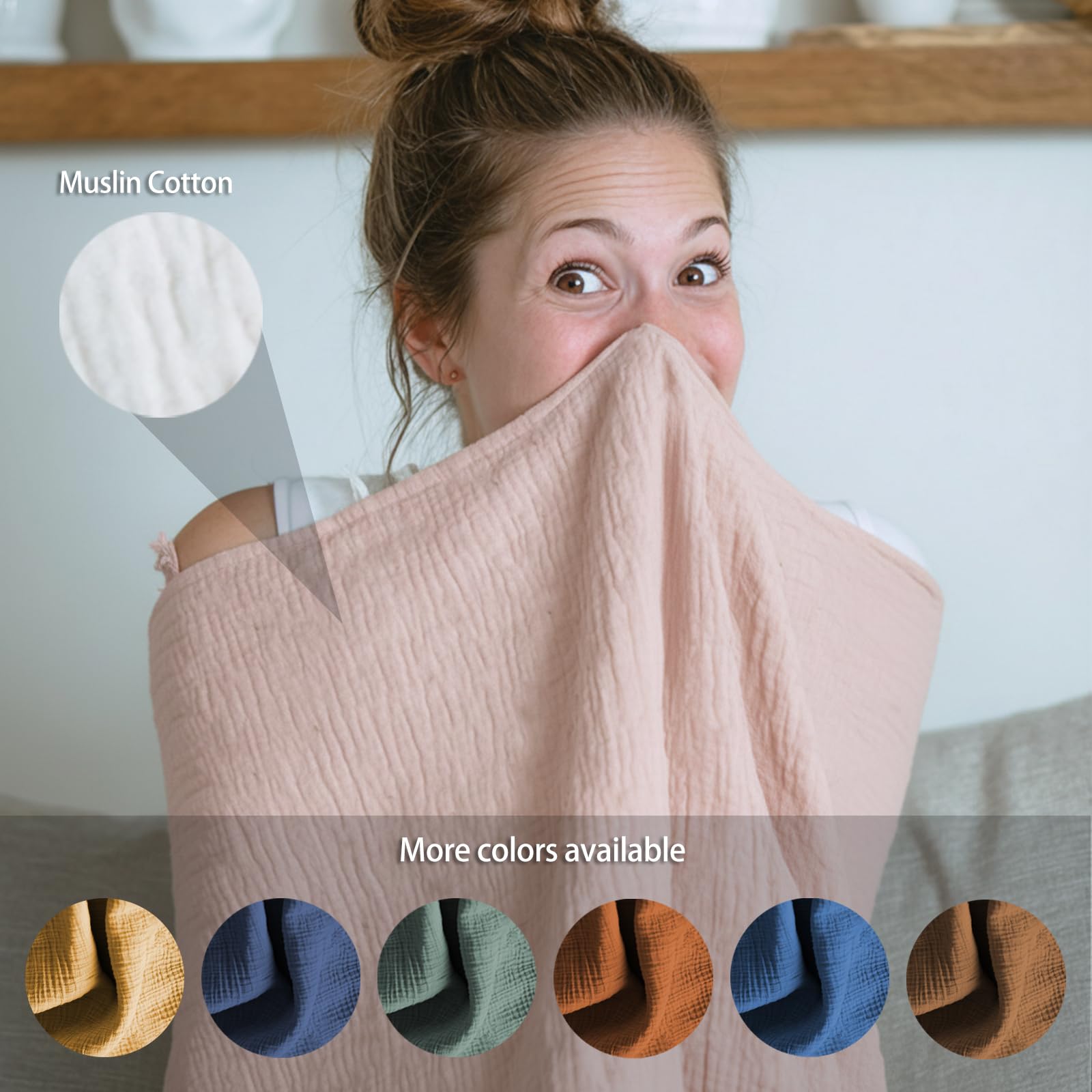 MUGVELL Muslin Nursing Covers for Breastfeeding,Blush Pink