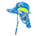 Baby Boy Sun Hat with Neck Flap Chin-Strap Toddler Girl Mesh Bucket Wide Brim Kids Adjustable Summer Beach Cap UPF 50+ (A-Green Dinosaur, L?20.47 -22.04 ?)