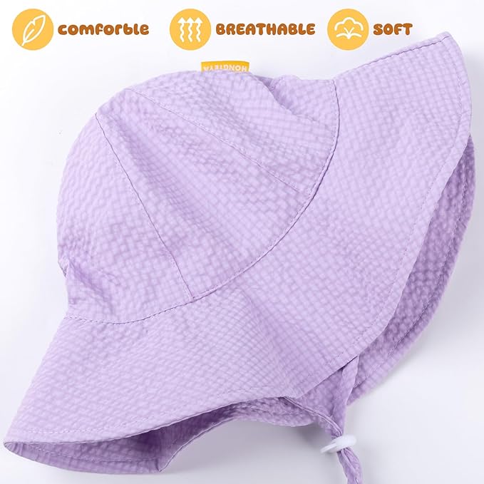HONGTEYA Baby Sun Hat Toddler Girl Beach Hat Adjustable Outdoor Summer Hat UPF 50+ Sun Protection Wide Brim Infant Kids