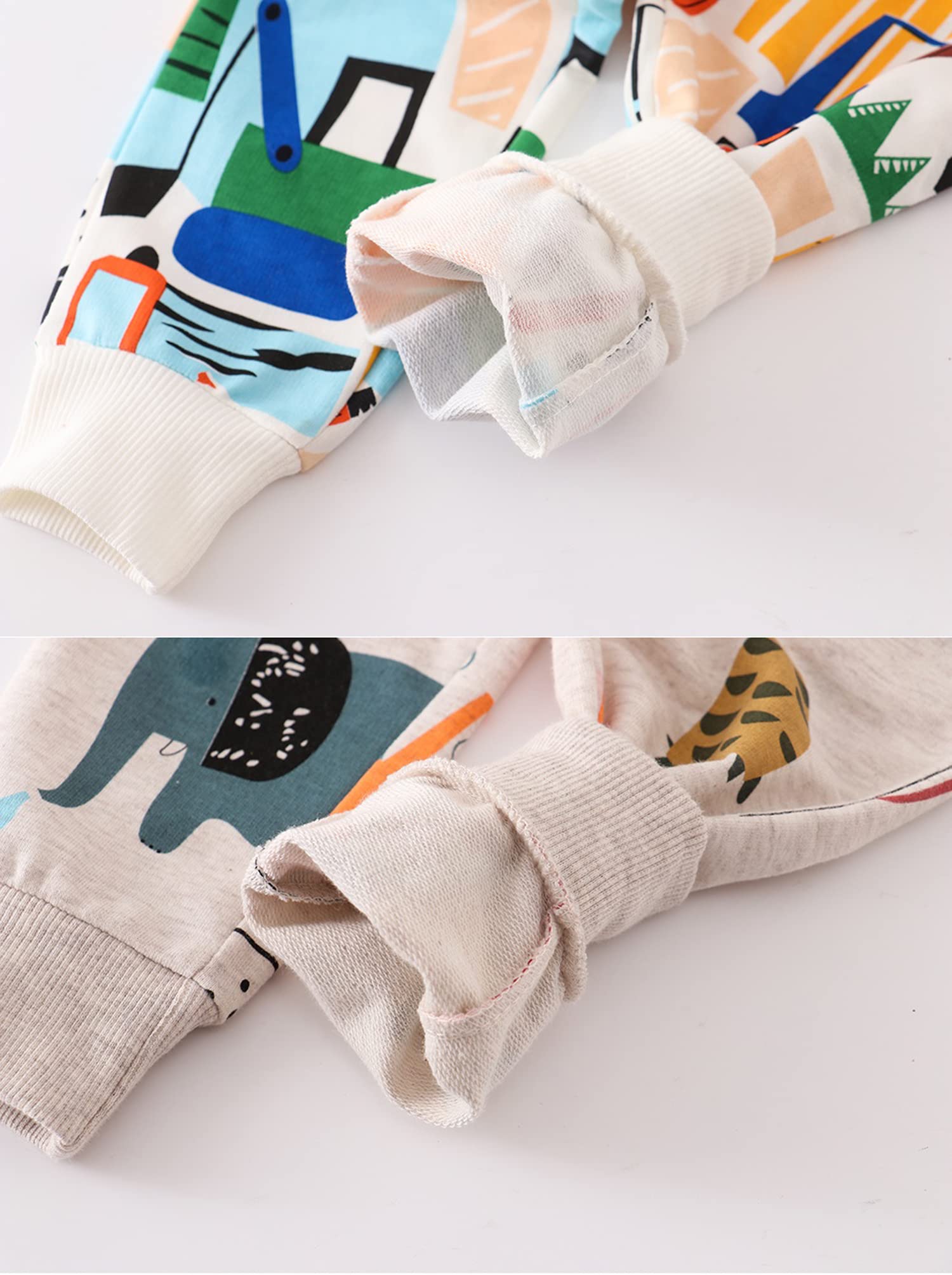 HUAER& Baby Boy's Jogger Pants Dinosaur Car Drawstring Elastic Sweatpants 2 Pack (Beige + Beige Car 3T)