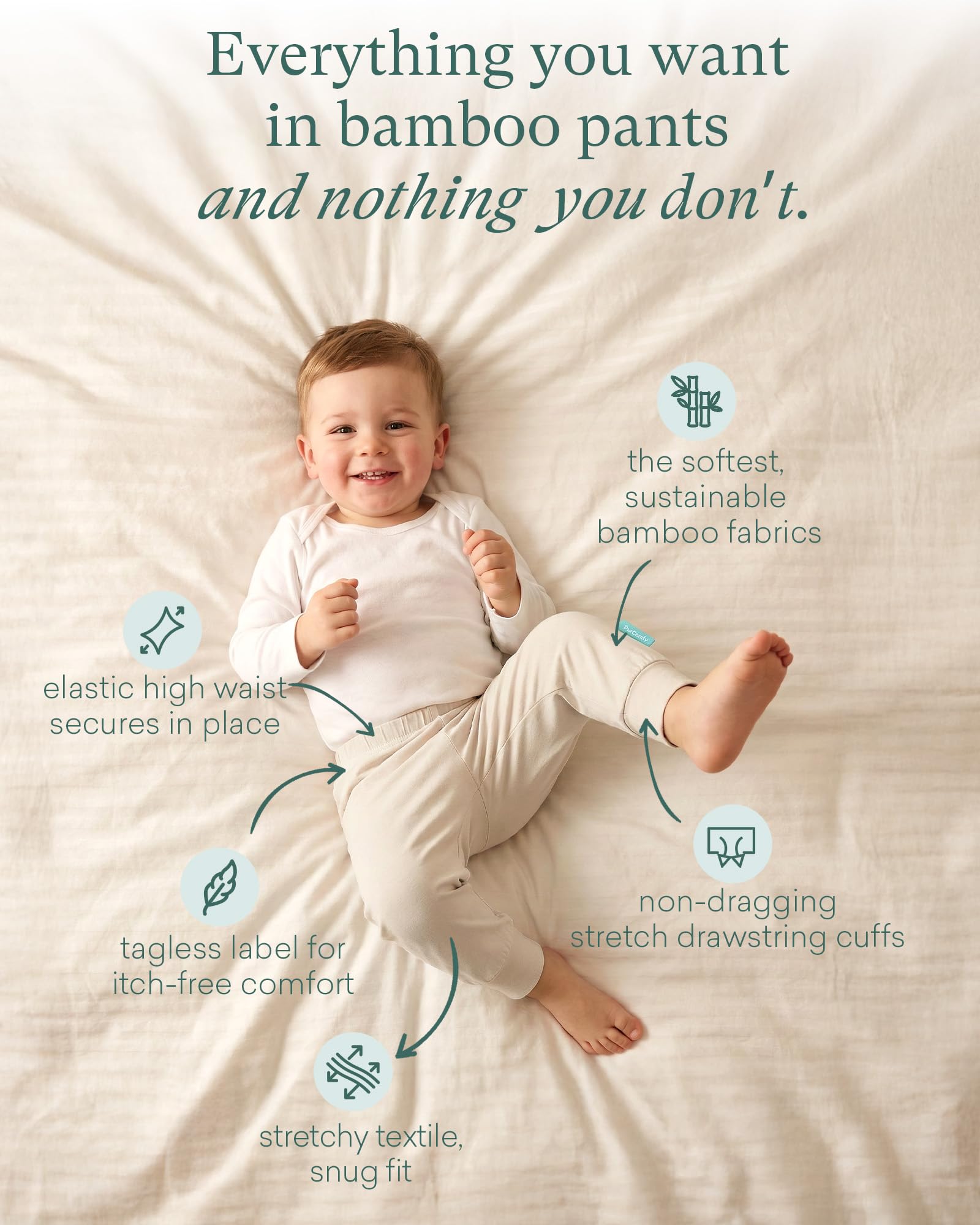 PurComfy Bamboo Viscose Baby Pants, Unisex 18-24 Months, 2-Pack