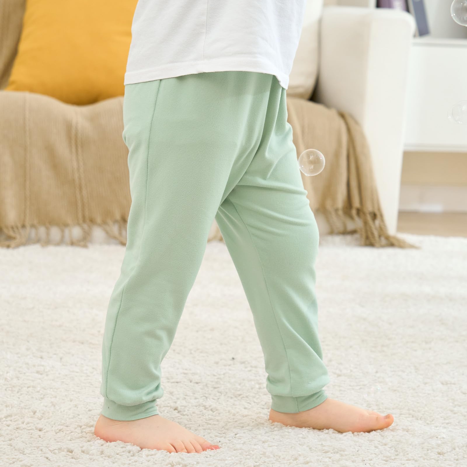 littogoose Baby Jogger Pants with Elastic Cuffs – Stay-On Lightweight Toddler Joggers, Soft & Stretchy Baby Pants, 3-Pack