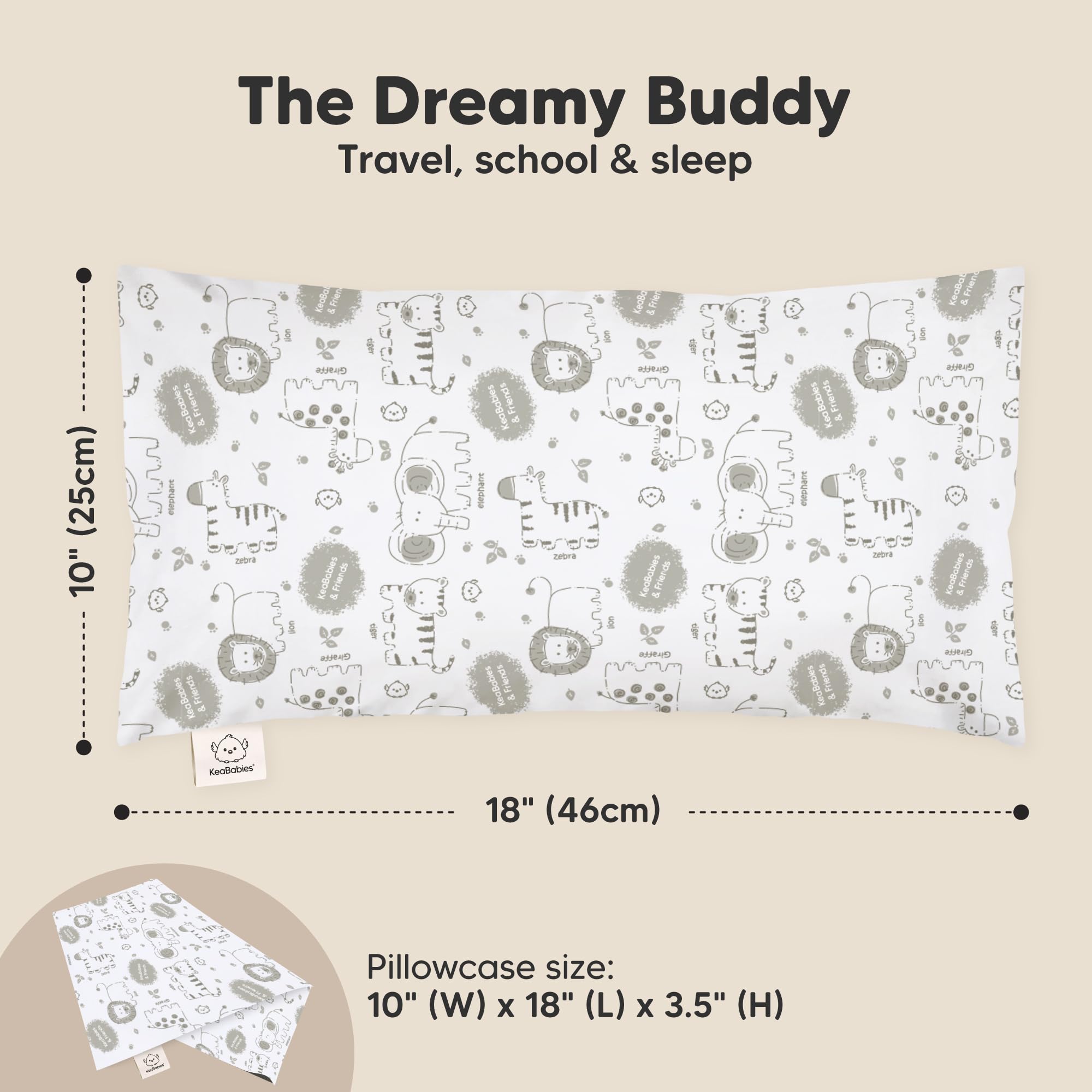 Toddler Pillow with Pillowcase, 10x18 My Little Dreamy Pillow (KeaSafari)