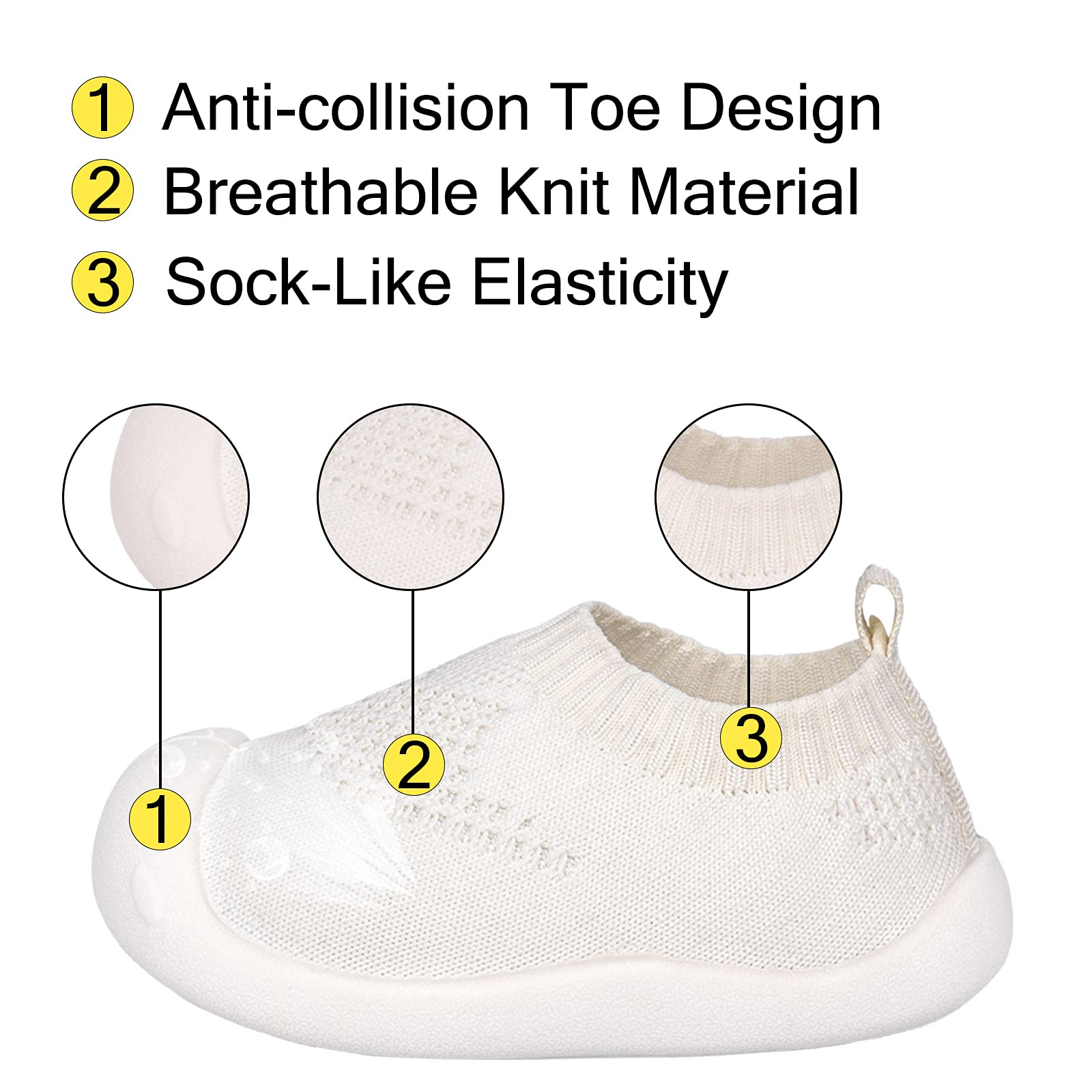 Charrost Baby Walking Shoes Wide Toe Box Knit Slip-On Sneakers for Toddlers