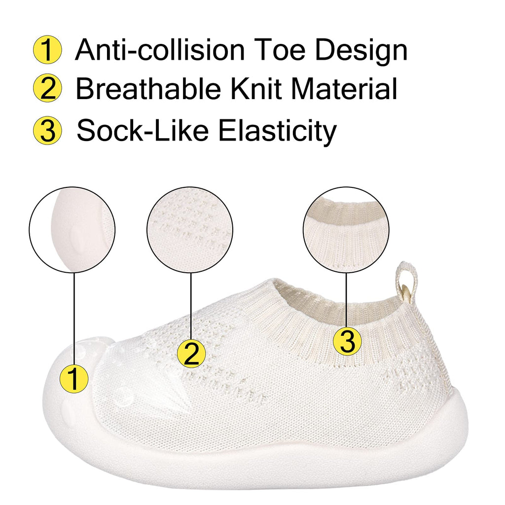 Charrost Baby Walking Shoes Wide Toe Box Knit Slip-On Sneakers for Toddlers