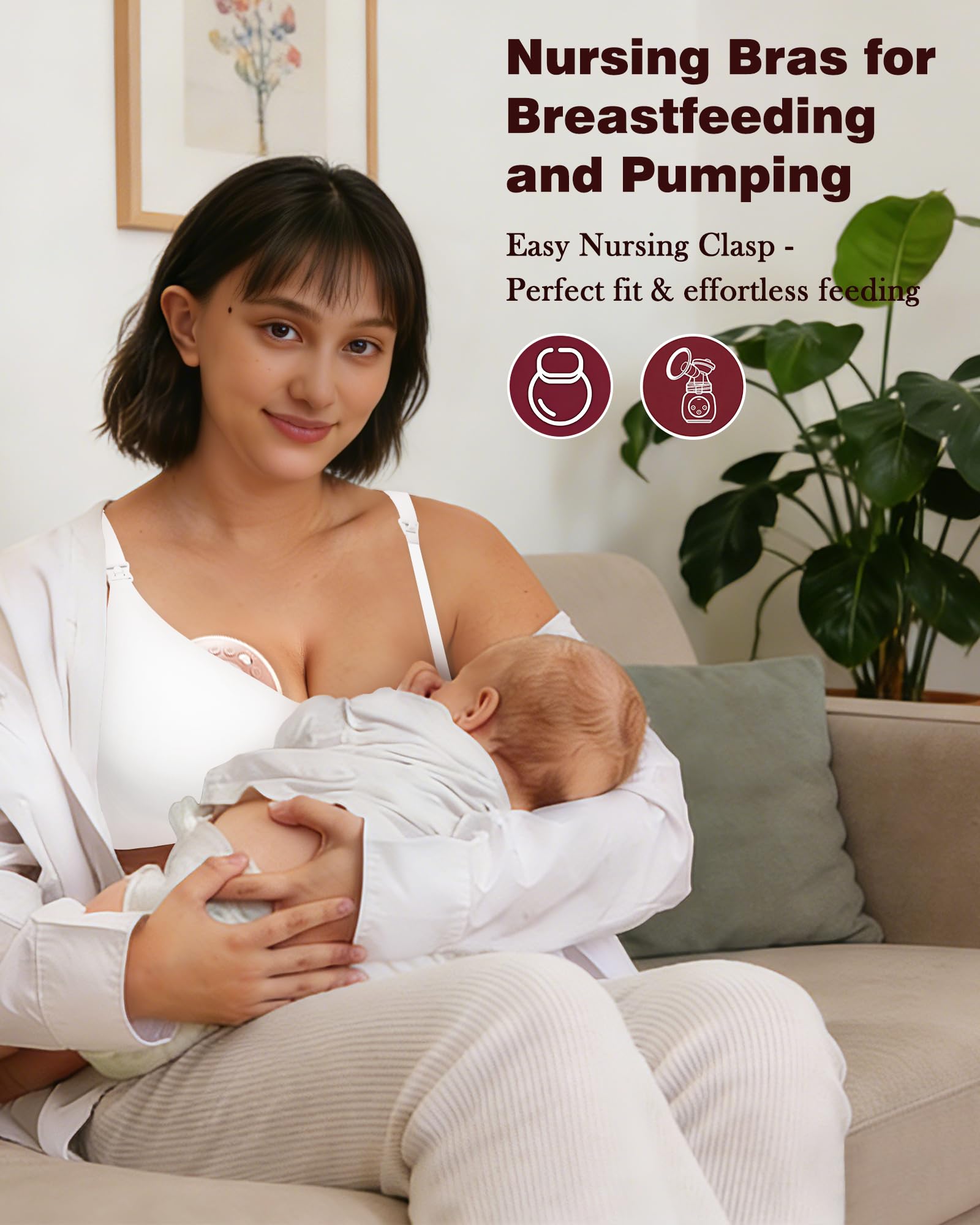 As Fairy Wireless Nursing Bra Jelly Support Maternity Bra White 3XL