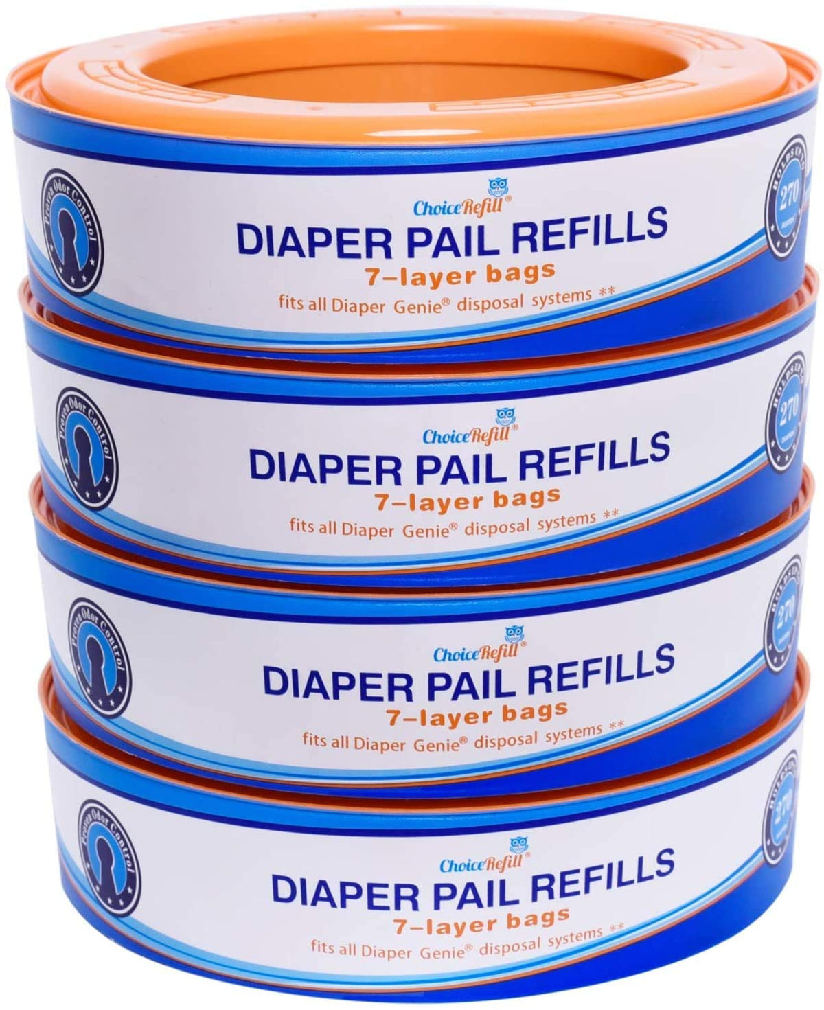 ChoiceRefill Compatible with Diaper Genie Pails, 4-Pack, 1300count