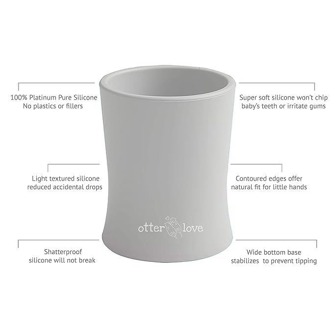 otterlove Silicone Baby & Toddler Training Cup - Pediatric OT Approved - 100% Platinum Pure LFGB Silicone - Unbreakable - Plastic Free - Tiny Cup Perfect for Baby Led Weaning (Sand)