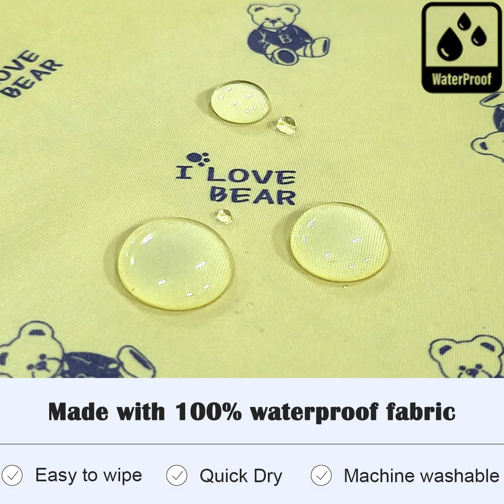 Plie Kids Painting Apron – Waterproof Art Smock for Toddlers & Preschoolers, Messy Play, Baking, Crafts, Cooking, Sensory Activities, Mealtime (Ages 1–10), Yellow Bear (05-XL)