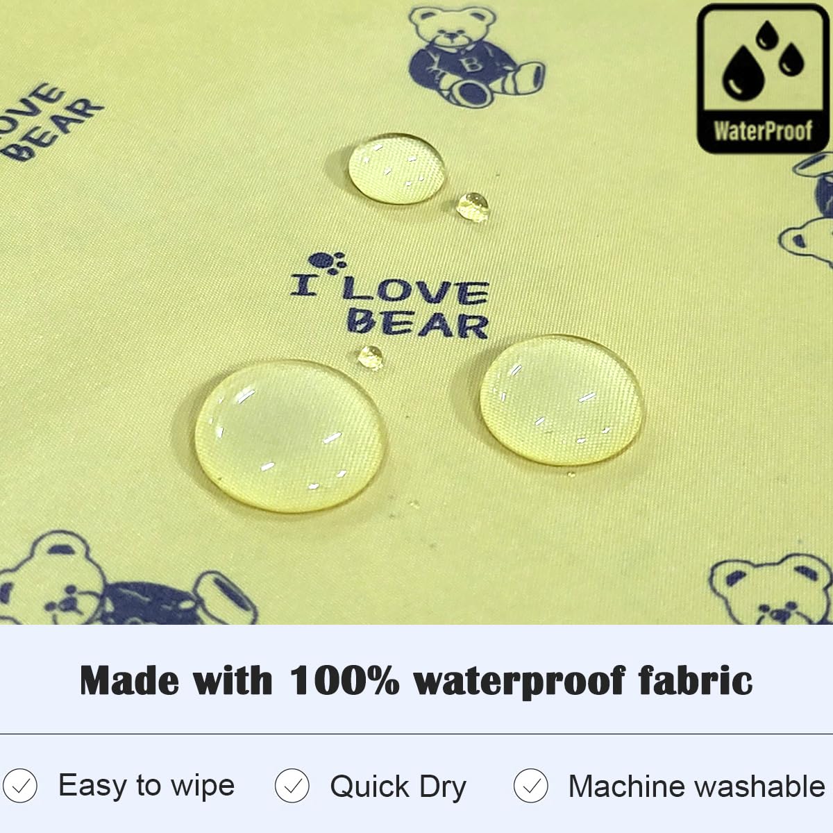 Plie Kids Painting Apron – Waterproof Art Smock for Toddlers & Preschoolers, Messy Play, Baking, Crafts, Cooking, Sensory Activities, Mealtime (Ages 1–10), Yellow Bear (05-XL)