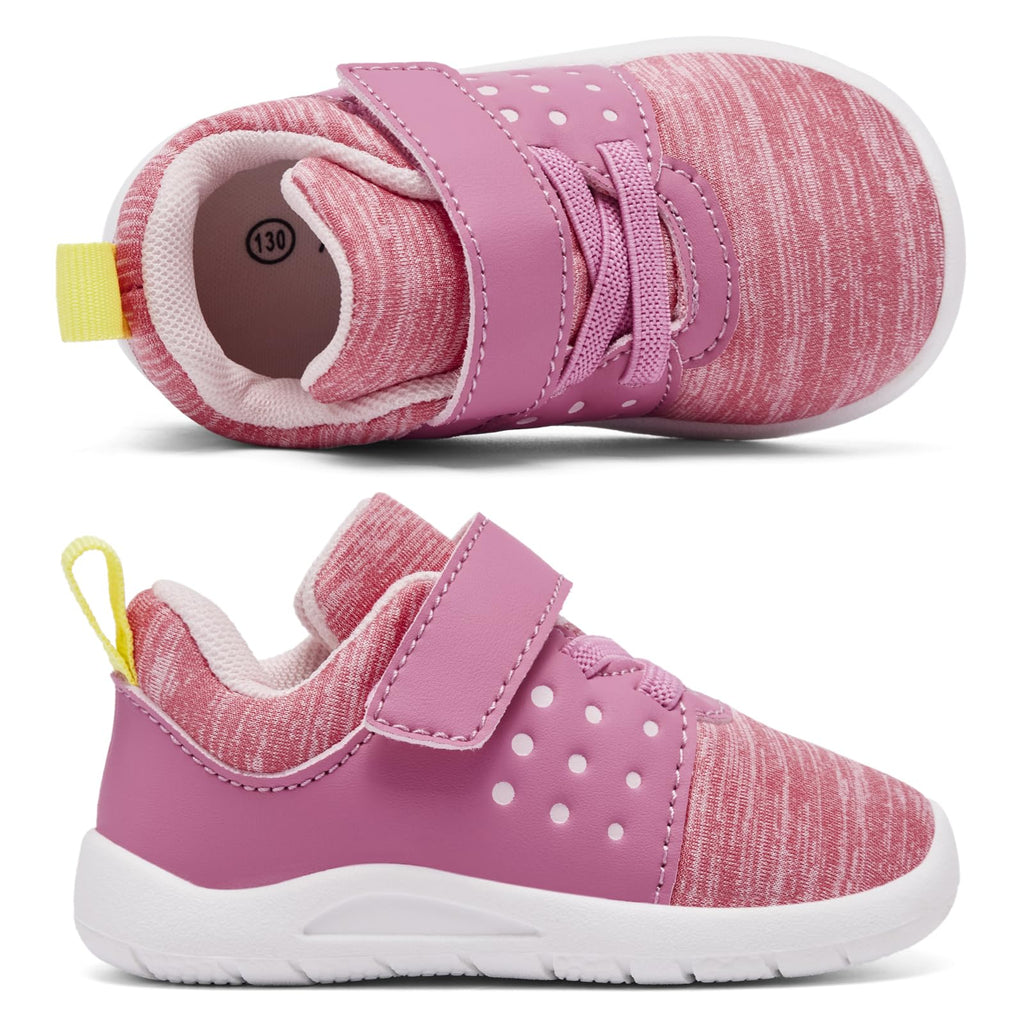 MORENDL Toddler Baby Shoes 0-4 Years Boy Girl Lightweight Breathable Non-Slip Sports Sneakers Running Walking Tennis Barefoot Shoes MixPink 6-9Months
