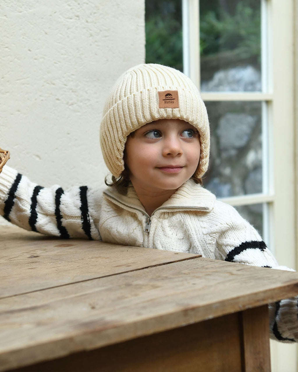 Baby Beanie Fleece Lined Toddler Winter Hat with Ear Flaps Little Girls Boys Warm Hats Cute Beanies for Kids Black