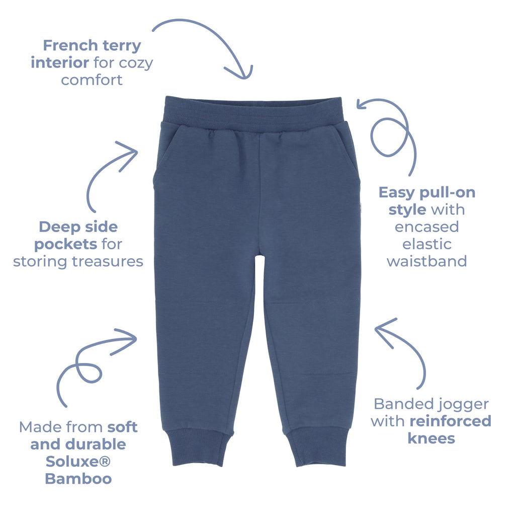 Little Sleepies Joggers for Boys & Girls, Soft Toddler Sweatpants, Baby Boys Pants, Elastic Waistband (Size 2T, Navy)