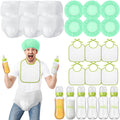 6 Sets Bottle Chug Baby Shower Games Juegos Para Plastic Baby Bottles Bibs Hat Disposable Diapers Gender Reveal Games Baby Changing Diaper Race Game Decoration (Green)