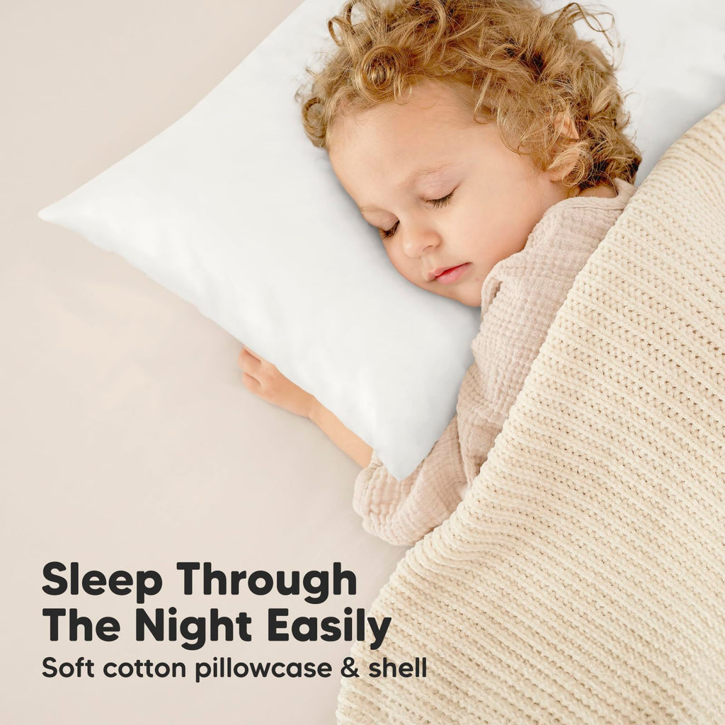 KeaBabies Organic Toddler Pillow with Pillowcase, Jumbo 14X20 (Soft White)