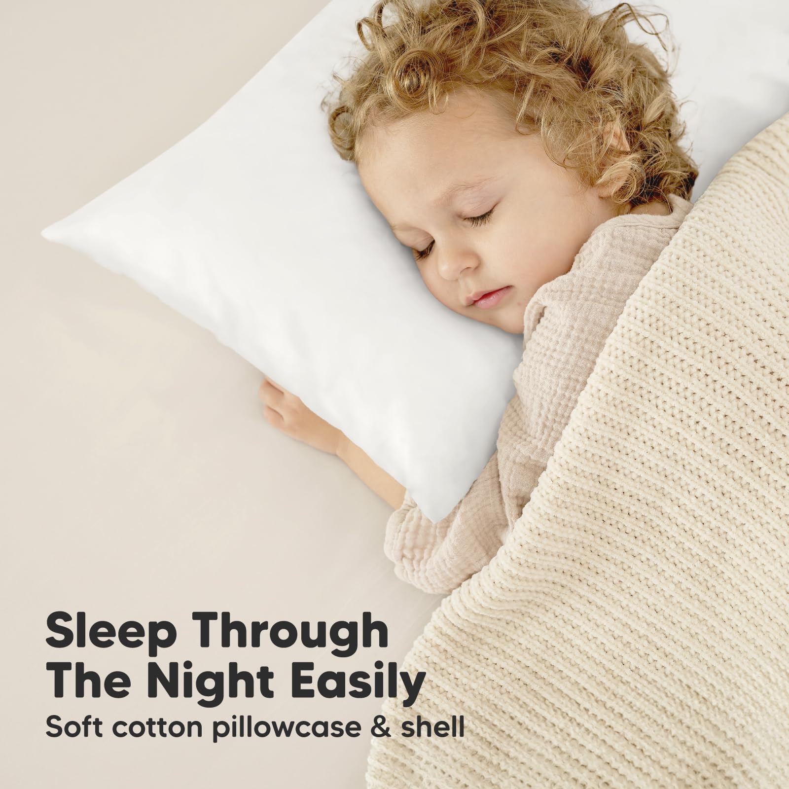 KeaBabies Organic Toddler Pillow with Pillowcase, Jumbo 14X20 (Soft White)