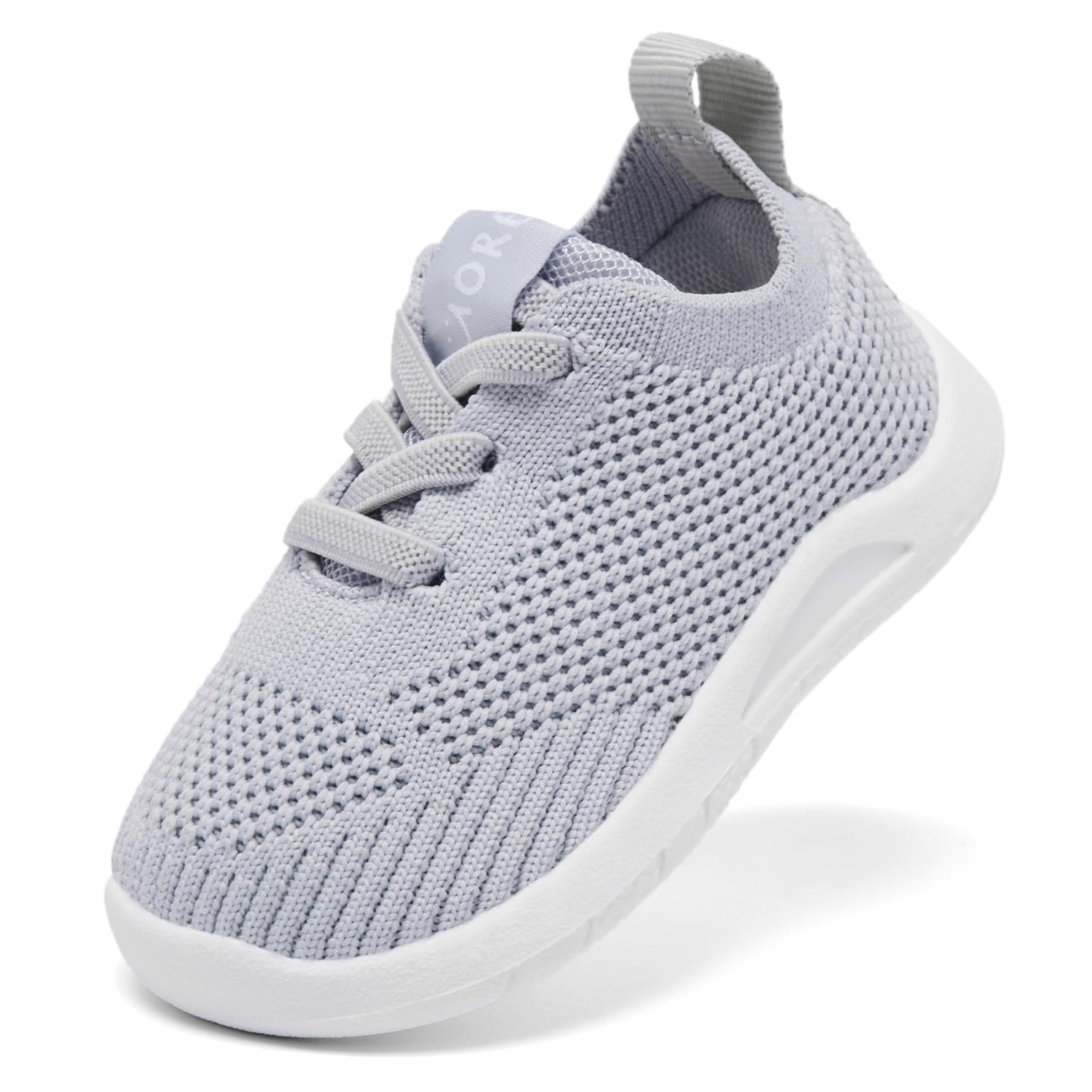 MORENDL Toddler Shoes Baby Walking Sock Shoes Infant Sneakers Boy Girl Barefoot Tennis Shoe Non-Slip Brethable Grey Size 10