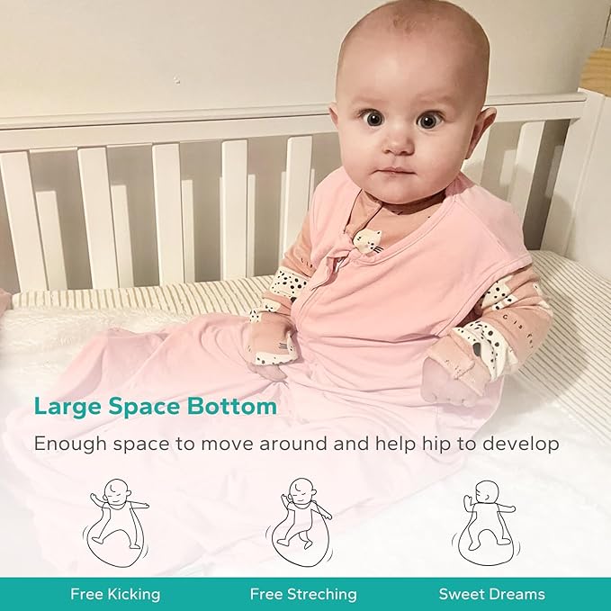 Rayon Made from Bamboo Sleep Sack, 0.5 TOG Wearable Blanket Baby, Lightweight Stretchy Sleep Sack 0-6 Months, Pink