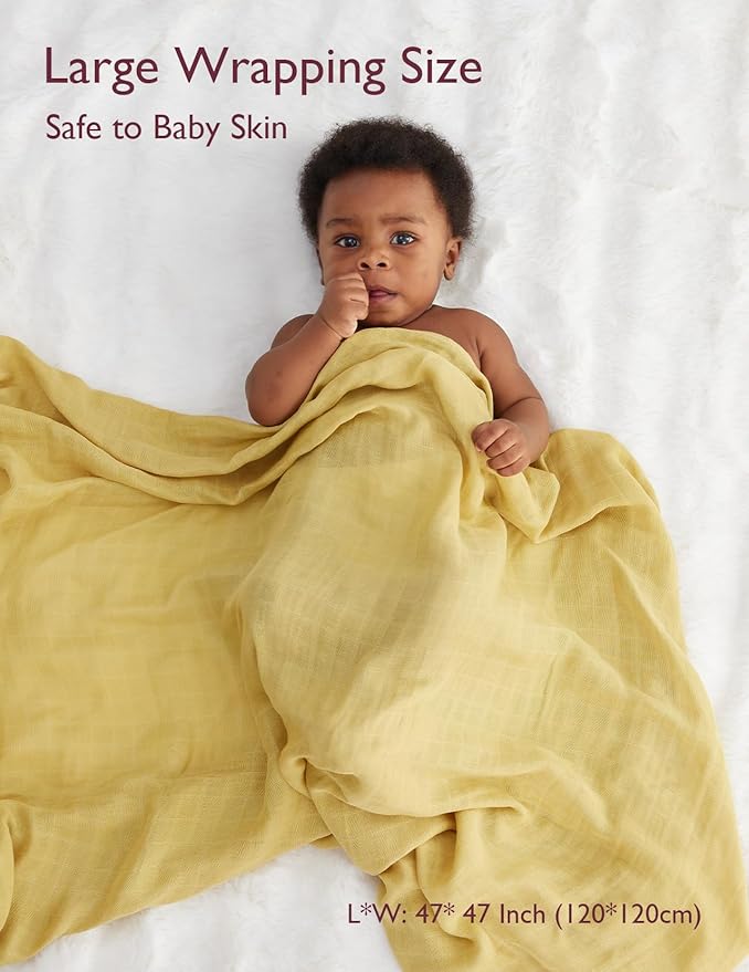 Momcozy Muslin Swaddle Blankets, Ultra Soft Neutral Swaddle Blanket, Breathable Large 47'' x 47'' Baby Infant Newborn Boys Girls Swaddling Receiving Blanket Wraps, Retro Red Brown