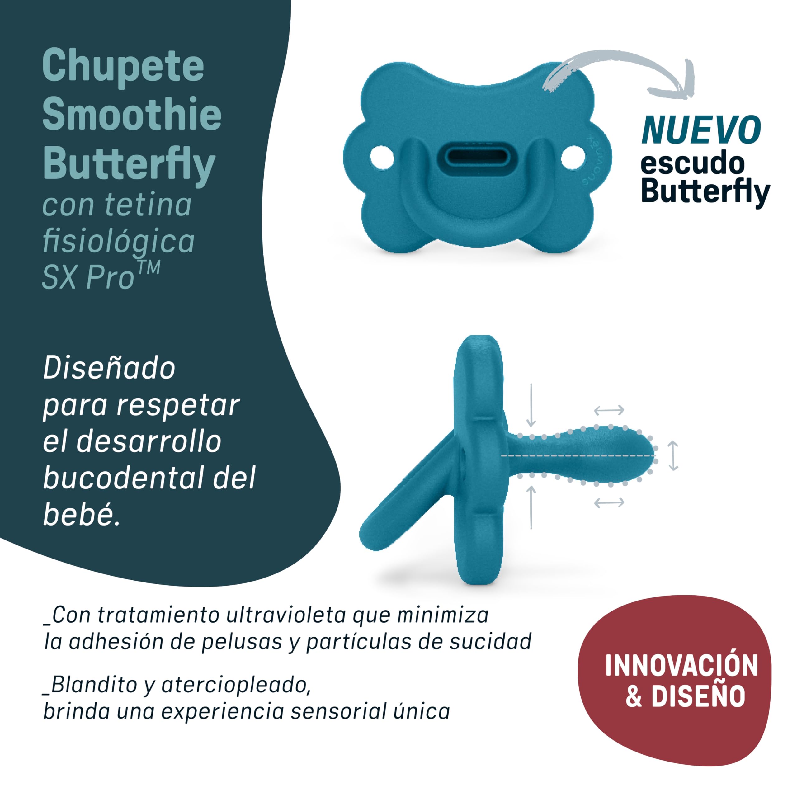 Color Essence SX PRO Silicone Butterfly Baby Pacifier 1Pk, Made with 100% Soft Silicone, Baby Essentials Perfect for Breastfeeding Babies, Designed in Spain, 6-18 Mths, Irish Cream