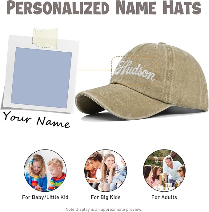 Custom Name Toddler Baseball Cap, Personalized Boys Girls Cotton Embroidered Hat, Trucker Hat for Kids Adults