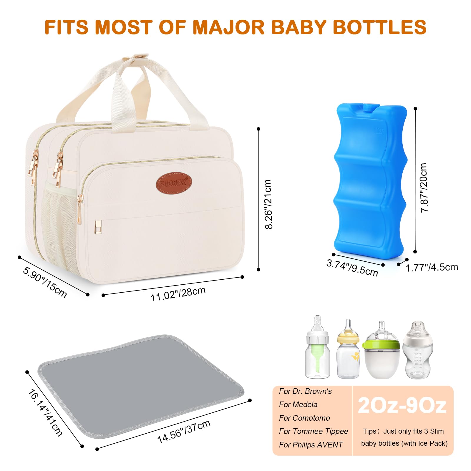 Breastmilk Cooler Travel Bag with Ice Pack, Insulated Bottle Bags with Luggage Strap, Compatible with Hands-Free Wearable Breast Pumps & Accessories, Portable Breast Pump Carrying Case for Working Mom