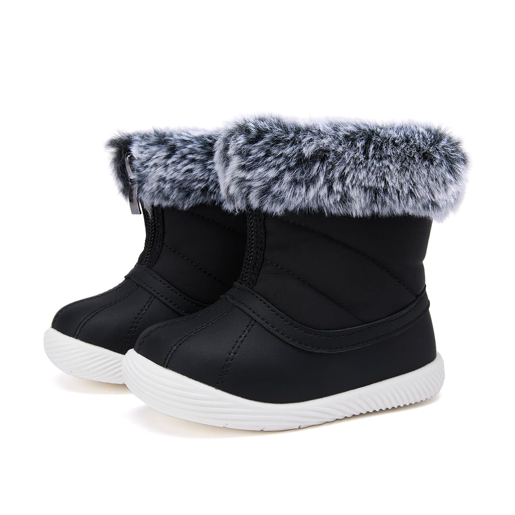 BMCiTYBM Baby Snow Boots Waterproof Infant Boy Girl Winter Booties Nonslip Lightweight Outdoor Warm Shoes for First Walkers 6 9 12 18 24 Months Black Size 18-24 Months Toddler