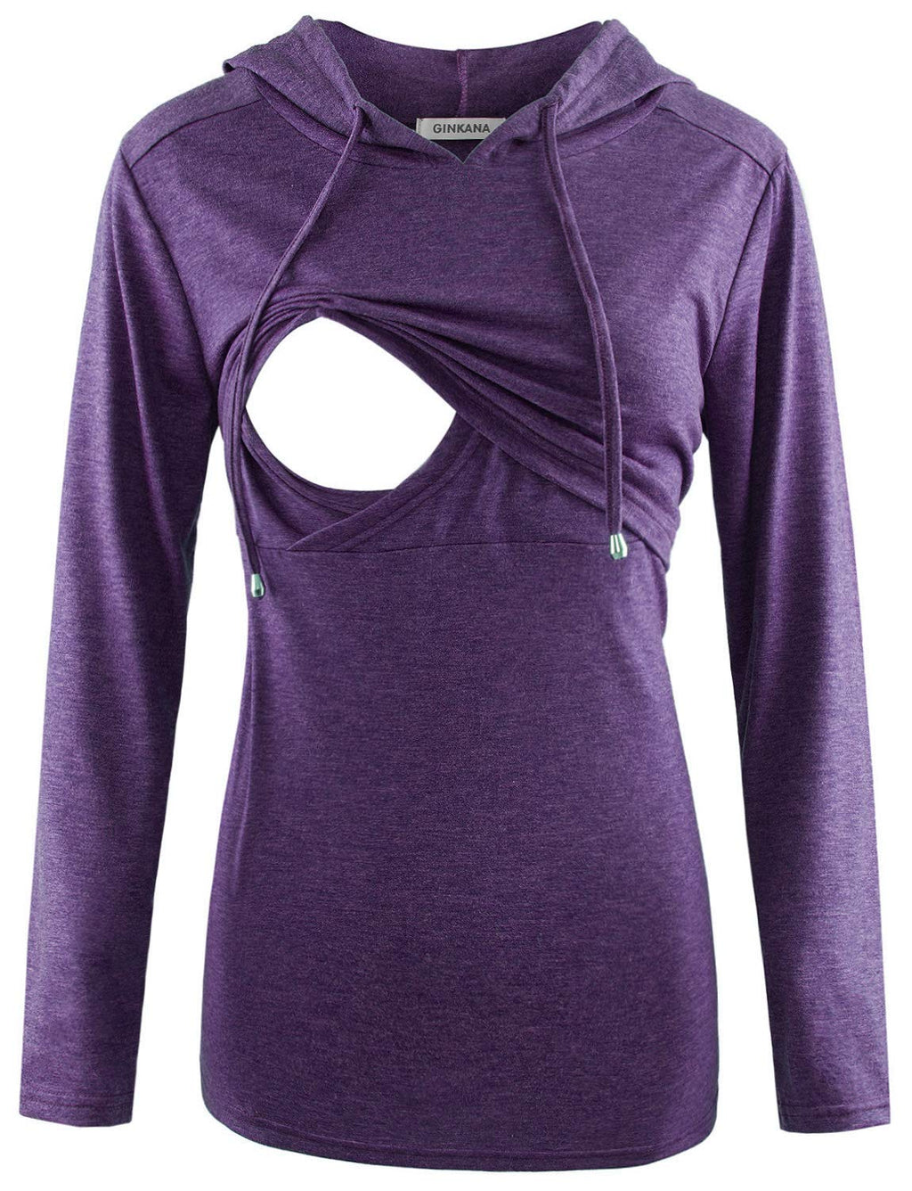 GINKANA Women's Maternity Nursing Shirts Top Long Sleeves Breastfeeding Maternity Tops Casual Clothes,Purple,Medium